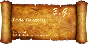 Boda Gergely névjegykártya